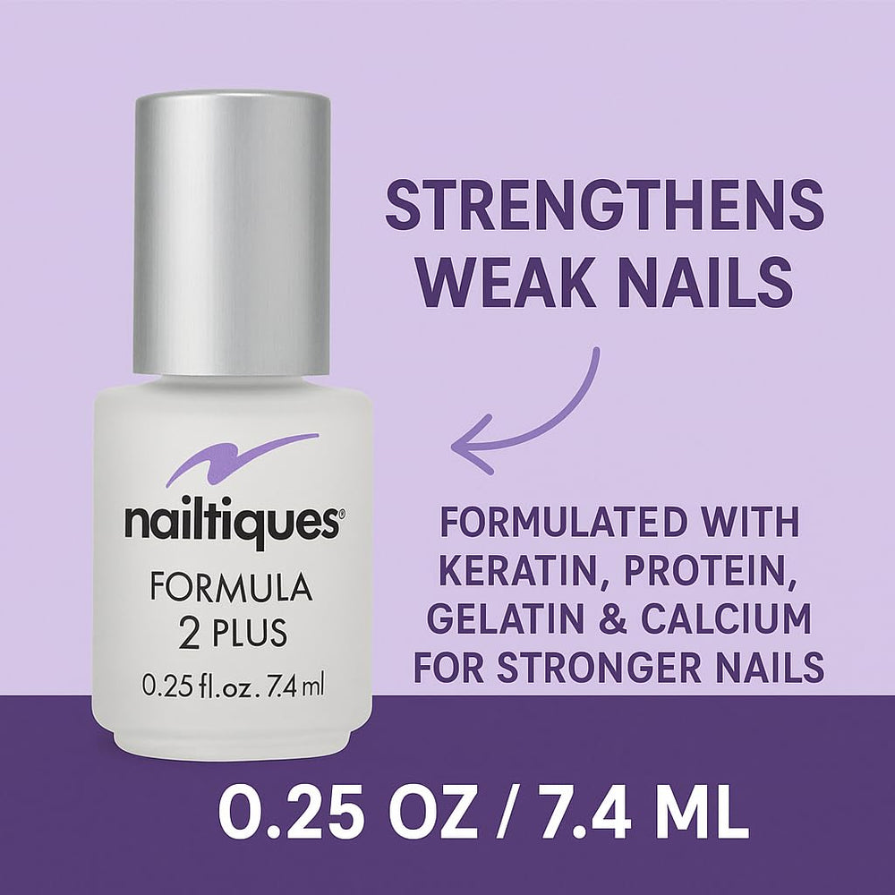 Nailtiques Formula 2 Plus being brushed on a fingernail to protect and strengthen