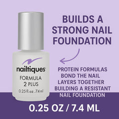 Nailtiques Formula 2 Plus beside coin to show compact 0.25 oz travel-friendly size