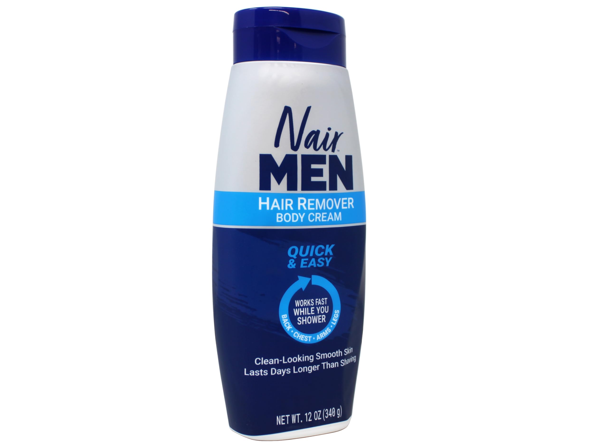 Nair being applied to chest in shower demonstrating quick hair removal benefit
