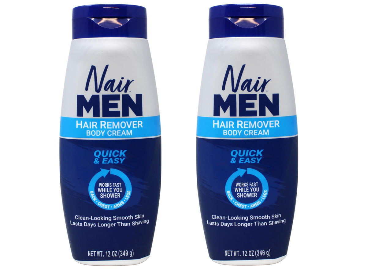 Nair pump packaging front view showing product and easy dispensing benefit
