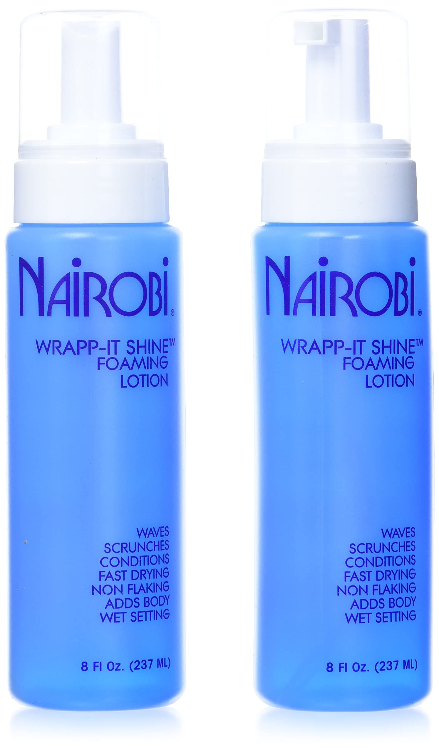 Nairobi Wrapp-it front packaging showing two 8 oz bottles and benefits