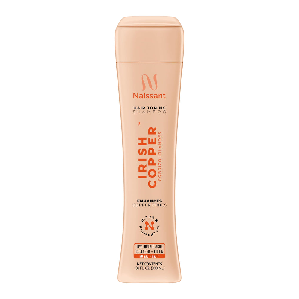 naissant front bottle Irish Copper shampoo showing product and branding benefit vivid color