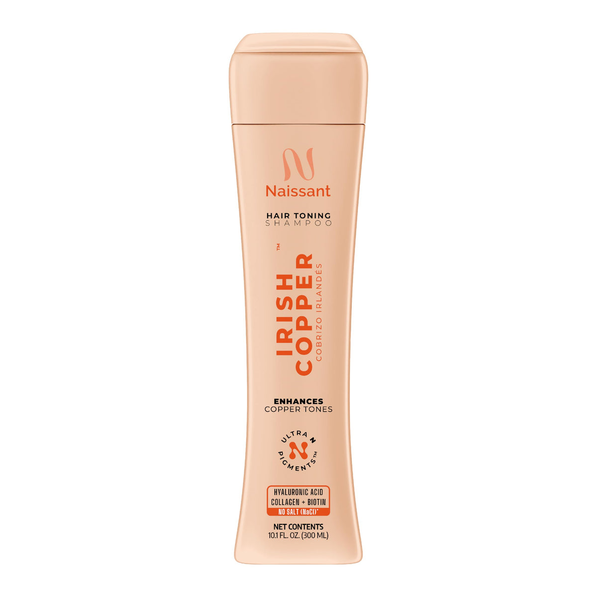naissant front bottle Irish Copper shampoo showing product and branding benefit vivid color