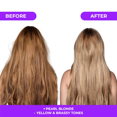 naissant before and after blonde comparison showing reduced brassiness and cooler tone