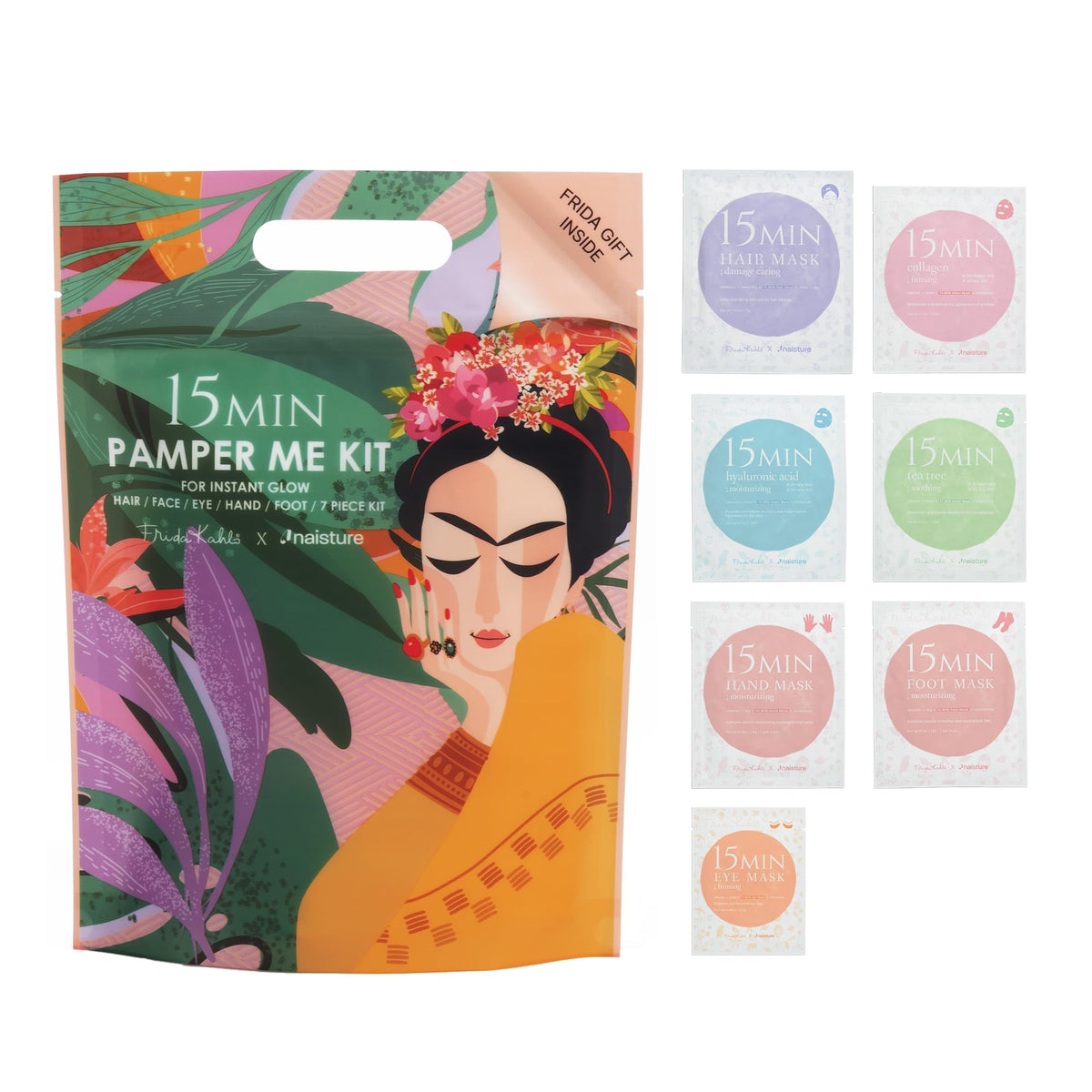 Naisture Frida Kahlo kit front packaging showcasing vibrant art and convenience