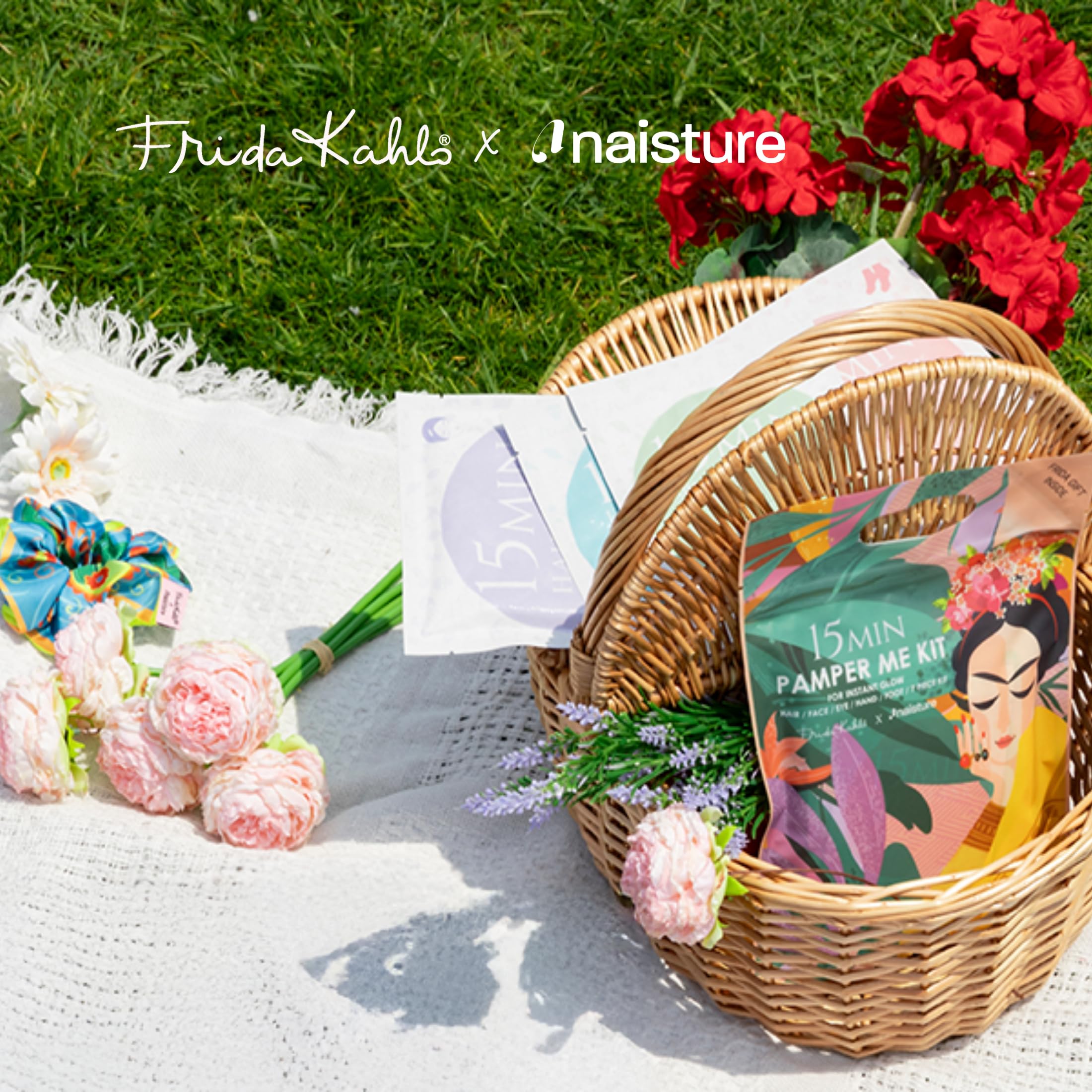 Naisture spa-at-home setting with kit arranged for a relaxing 15-minute ritual