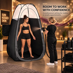 Naked Sun interior space with tall clearance providing comfortable full-body coverage