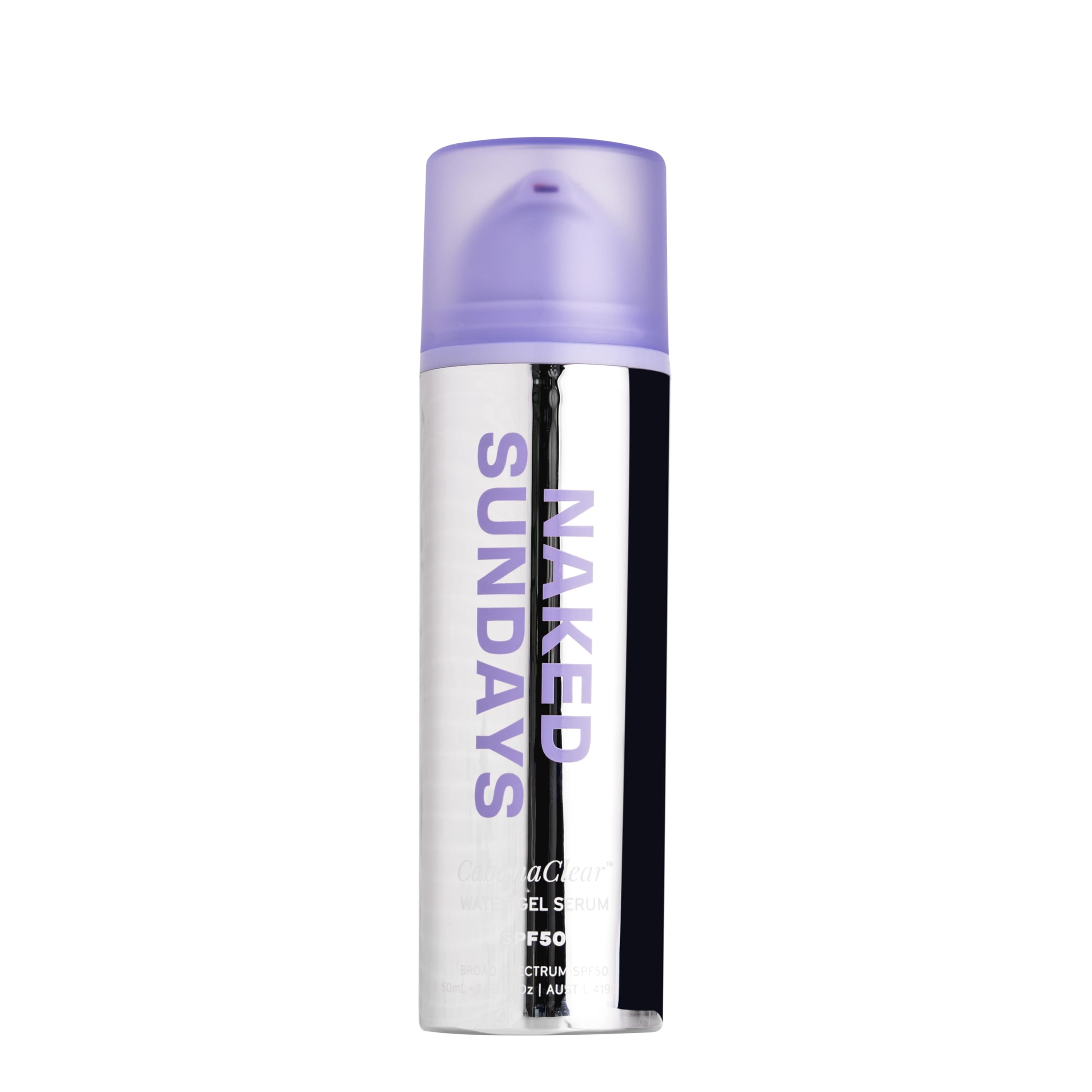 Naked Sundays CabanaClear front packaging shows clear SPF 50 protection