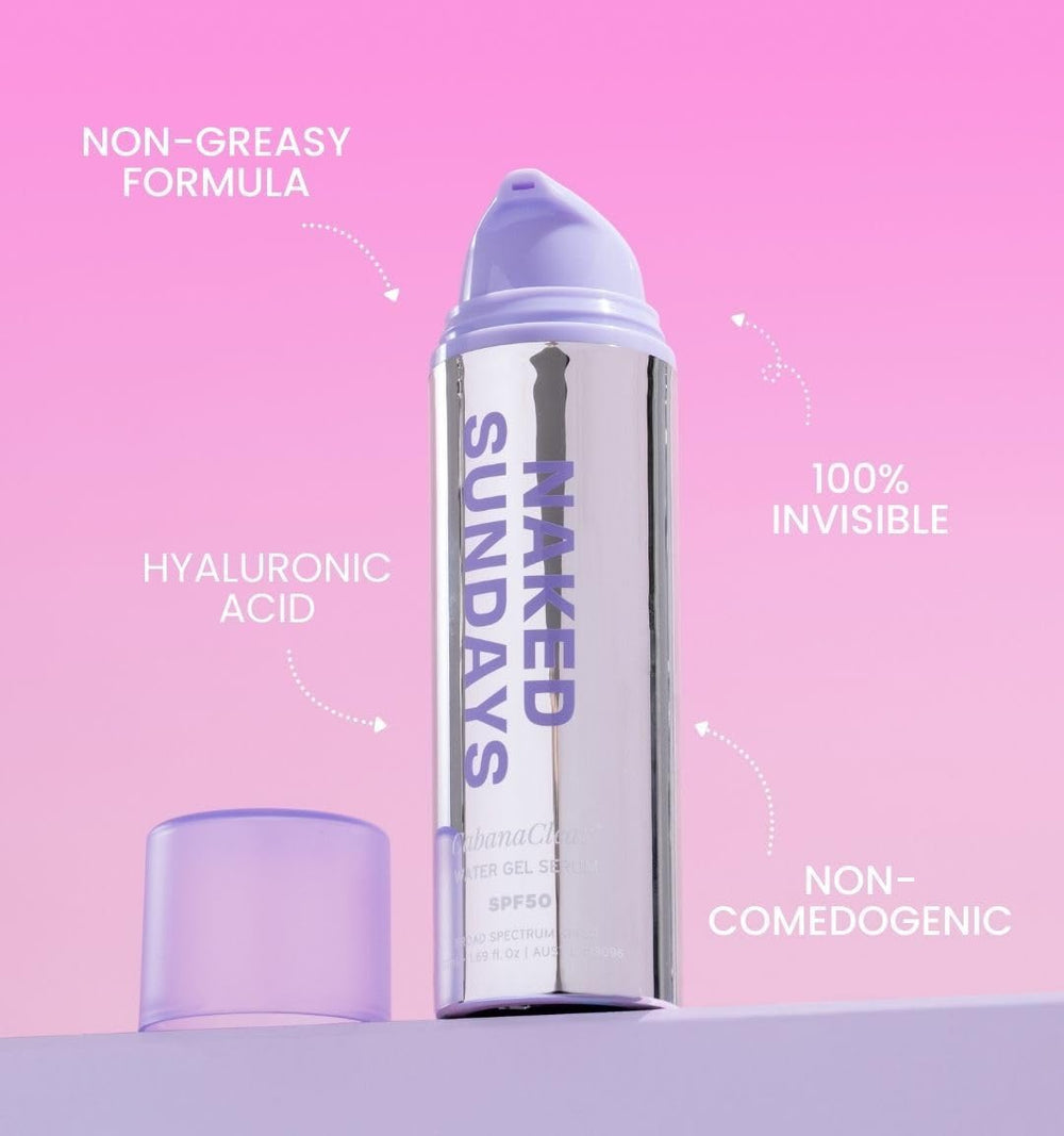Naked Sundays CabanaClear pump dispensing gel texture for quick absorption benefit