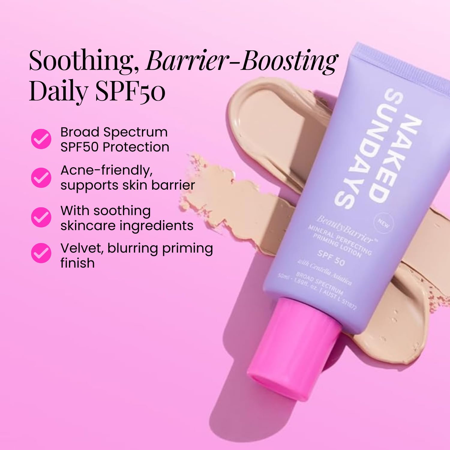 Naked Sundays smooth lotion texture demonstrating easy blending