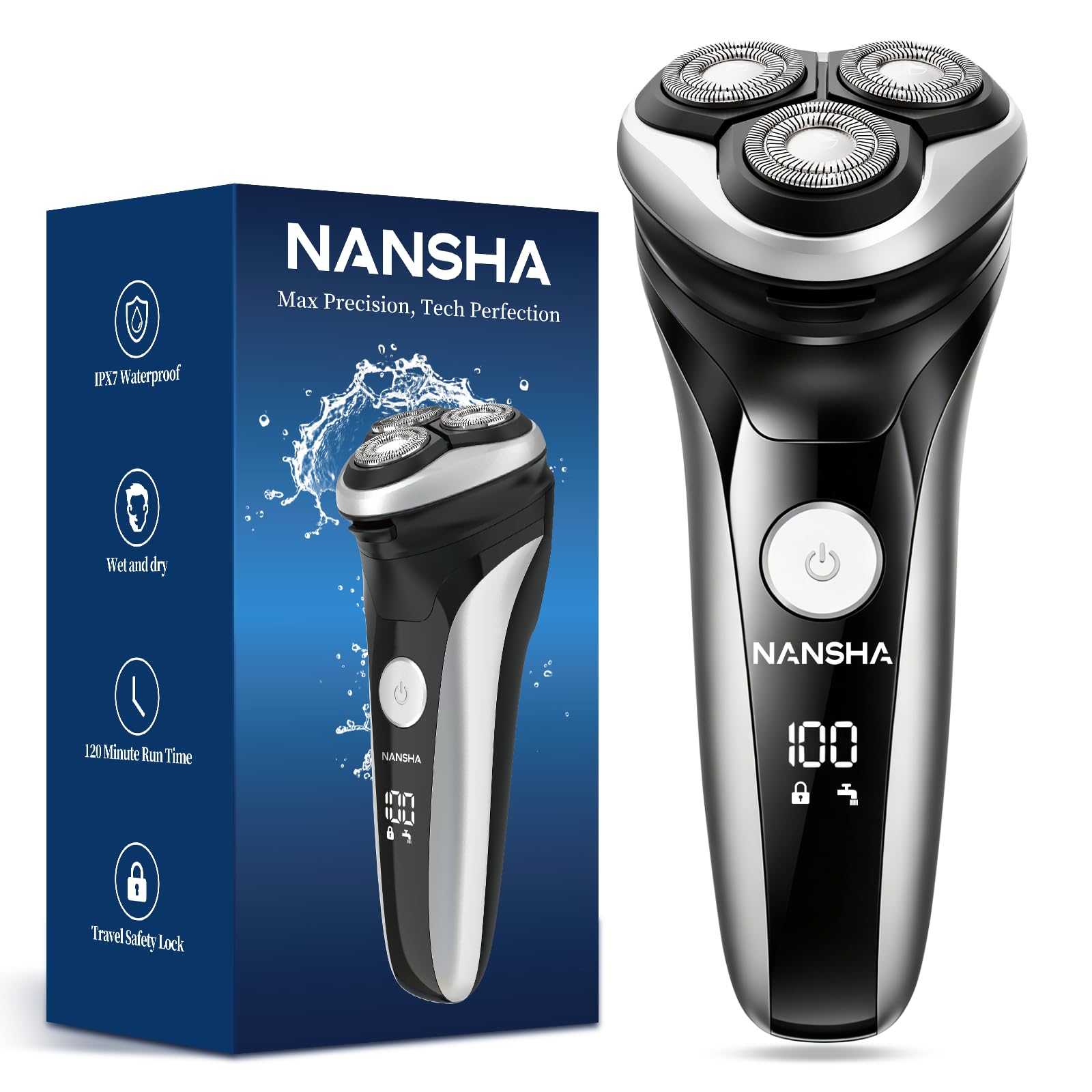 NANSHA front view shaver showing ergonomic design and benefit of comfortable grip