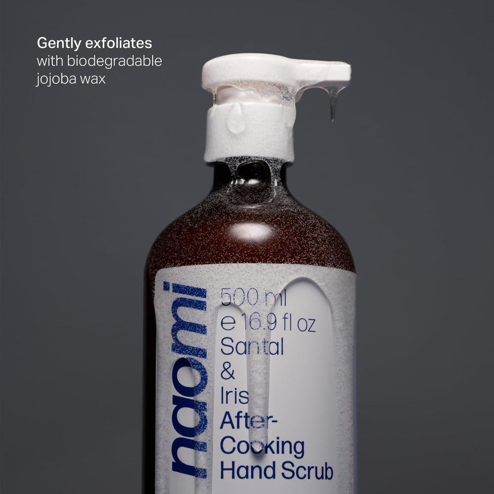 Naomi Cooking bottle in use rinsing food odors from a cook's hands