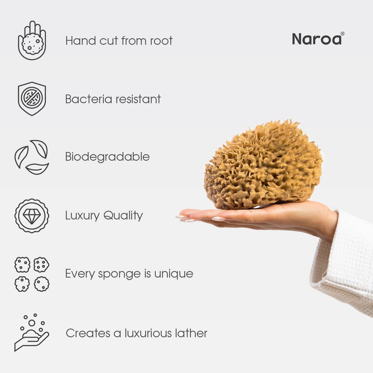 Naroa producing rich lather with soap, demonstrates efficient cleansing