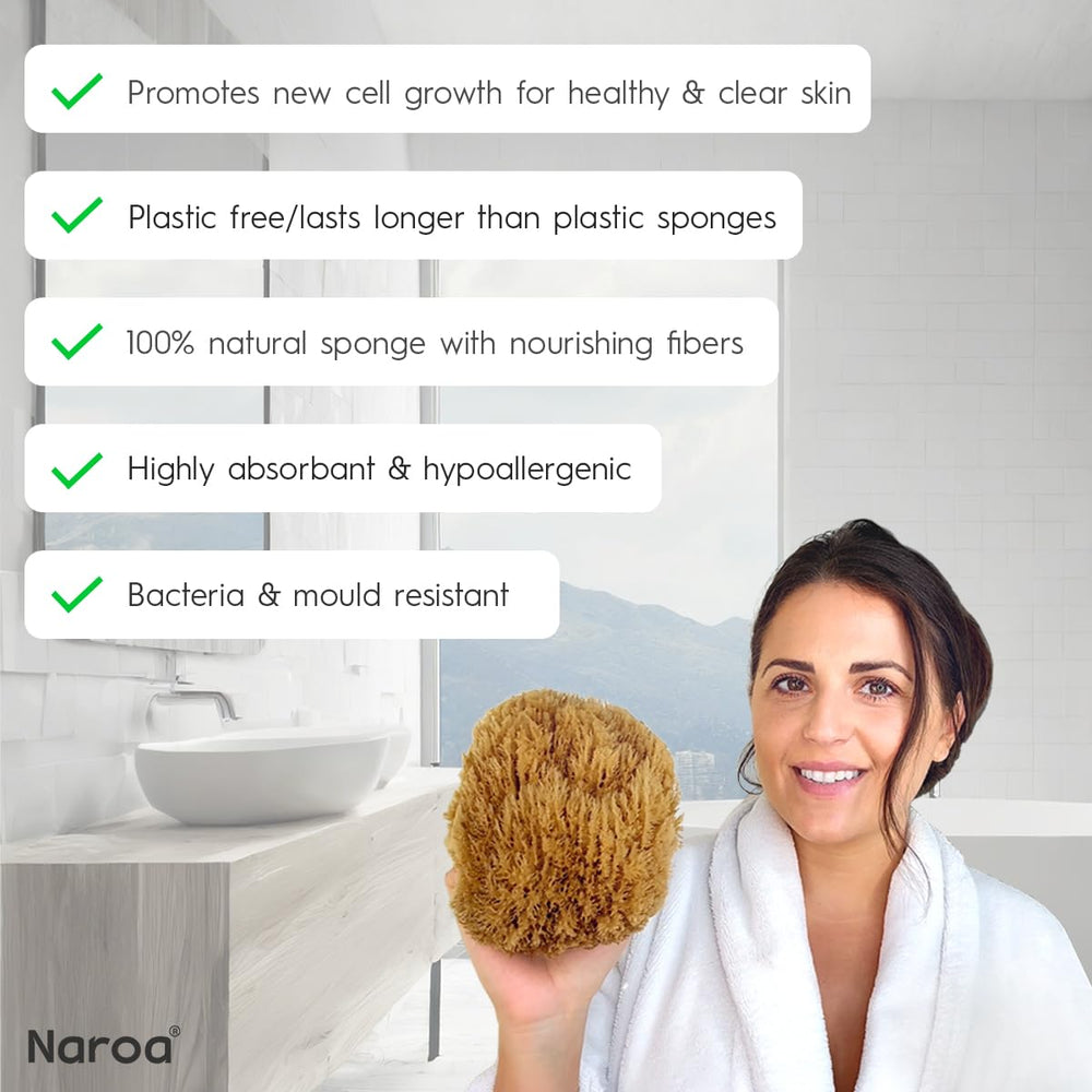 Naroa sponge held in hand to show scale and easy handling benefits