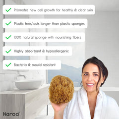 Naroa sponge held in hand to show scale and easy handling benefits