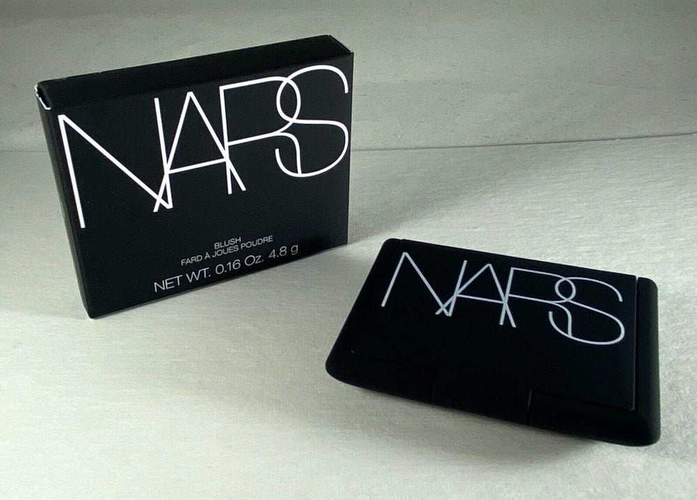 NARS ORGASM size comparison next to lipstick showing compact scale for travel