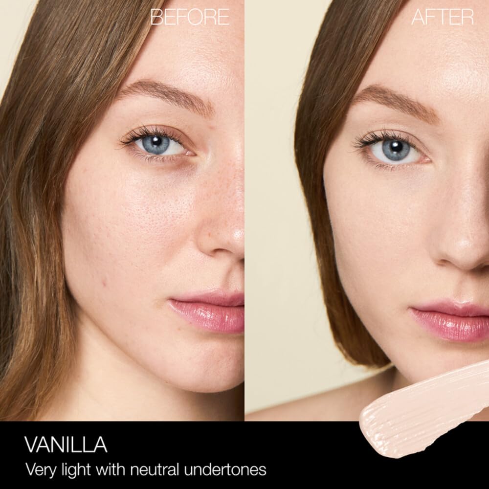 NARS texture swatch blended on skin showing creamy finish and hydrating blur benefit