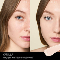 NARS texture swatch blended on skin showing creamy finish and hydrating blur benefit