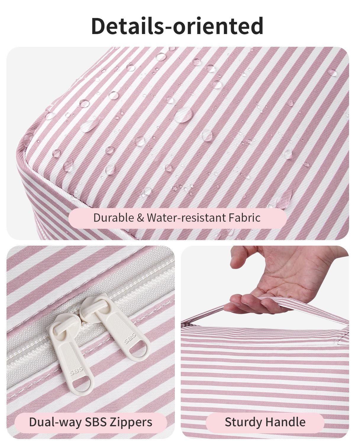 Narwey close-up of water-resistant fabric and smooth SBS zipper durability