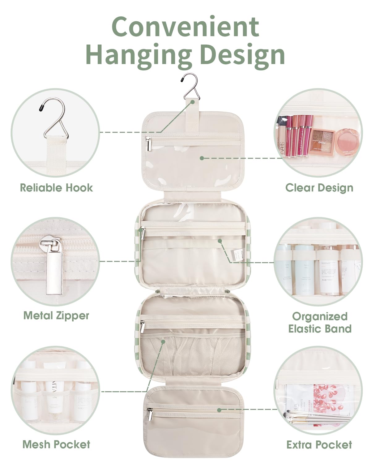 Narwey mesh pocket close-up keeps items visible and secure while traveling