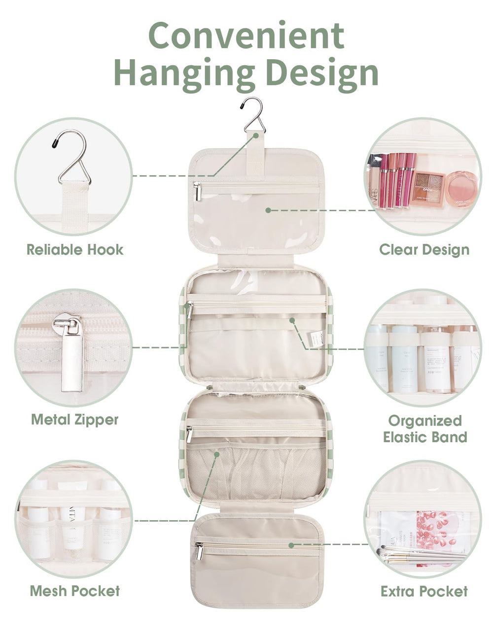 Narwey mesh pocket close-up keeps items visible and secure while traveling