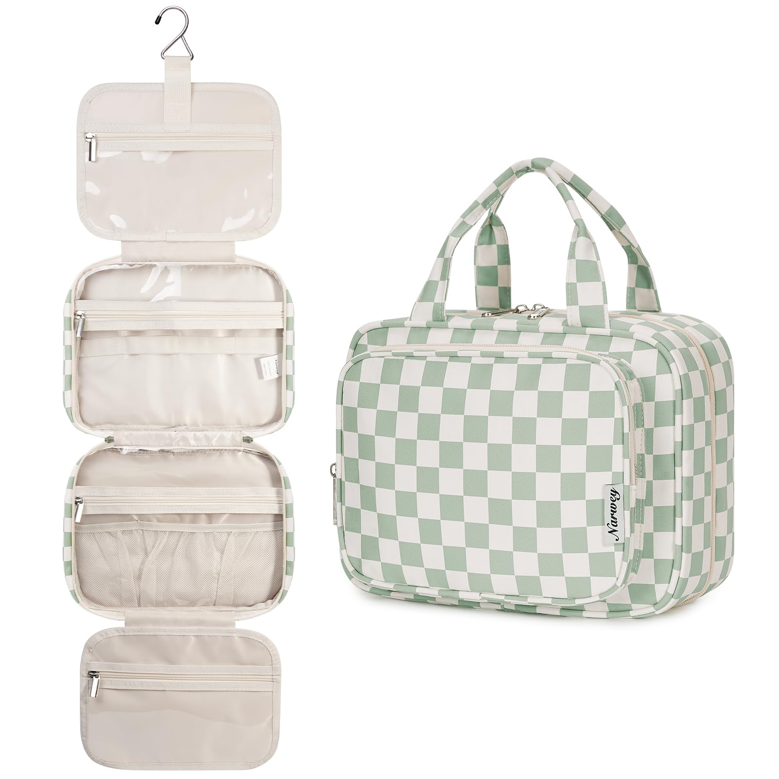 Narwey closed bag front view shows compact travel-ready organization benefit