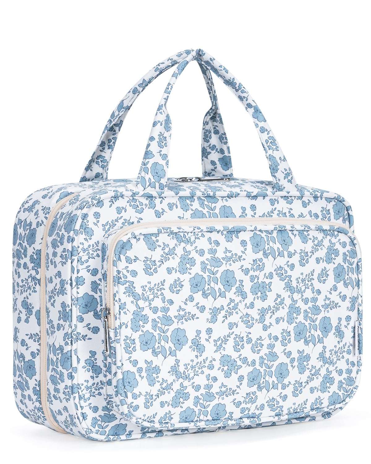 Narwey front view of large hanging bag showing organized pockets and compact profile
