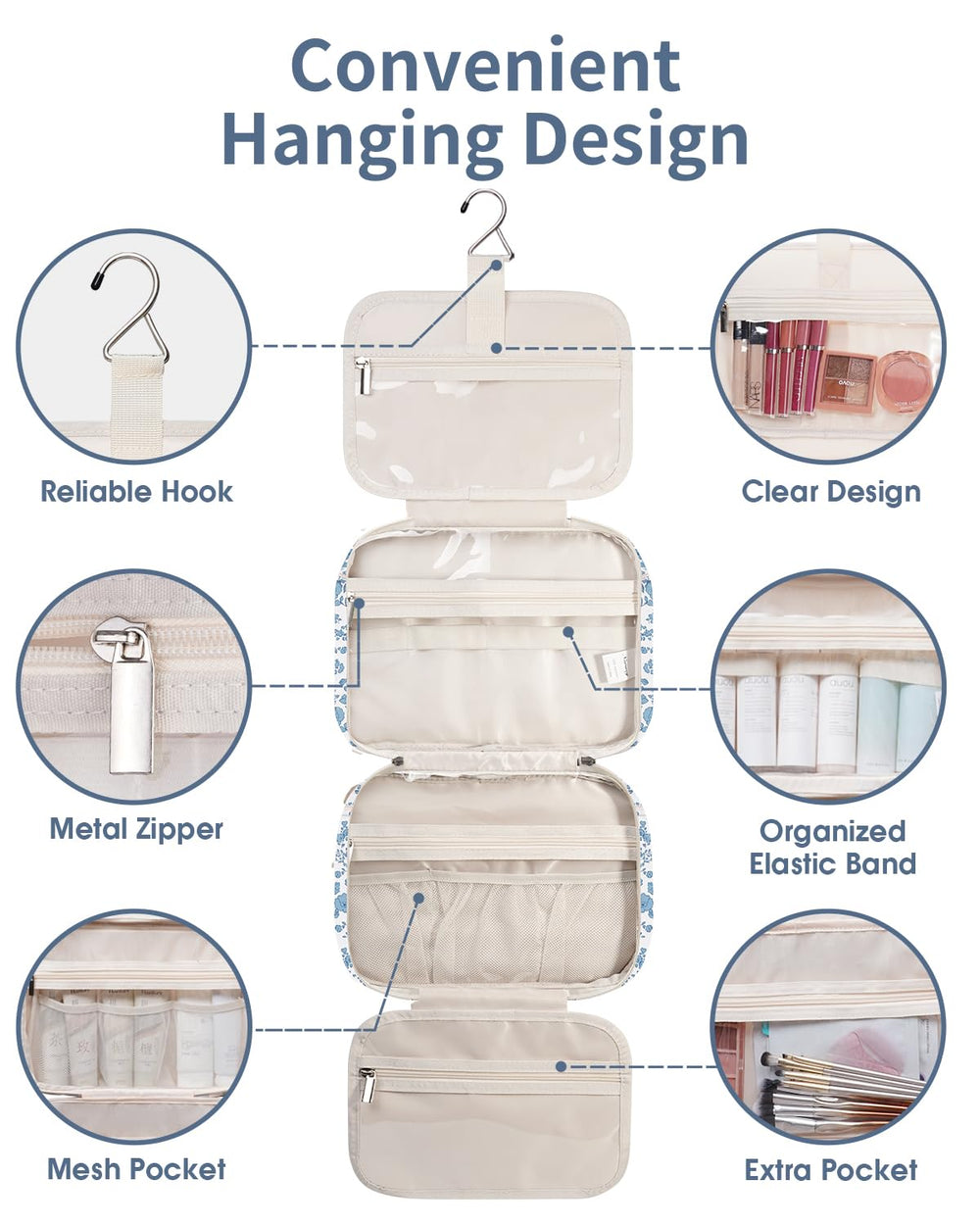 Narwey sturdy metal hook supporting bag on towel rail for hands-free access