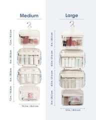 Narwey mesh pocket and elastic band detail securing bottles and brushes upright