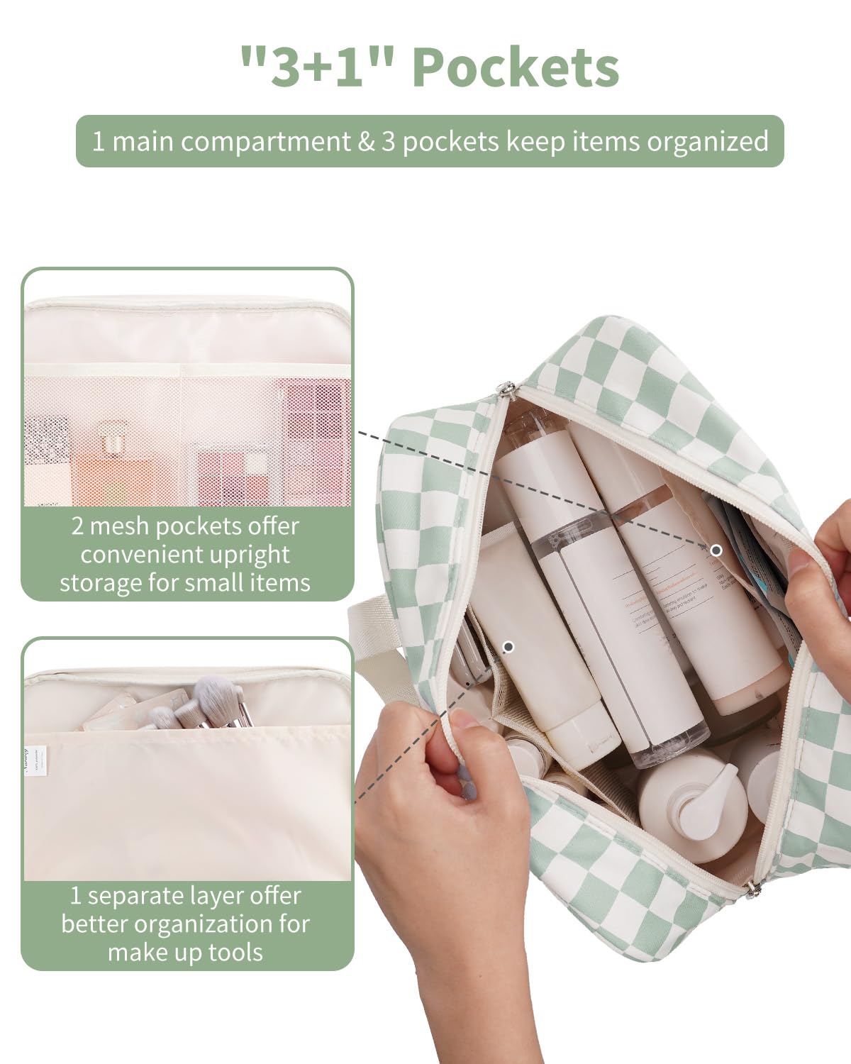 Narwey open main compartment holding toiletries for efficient packing