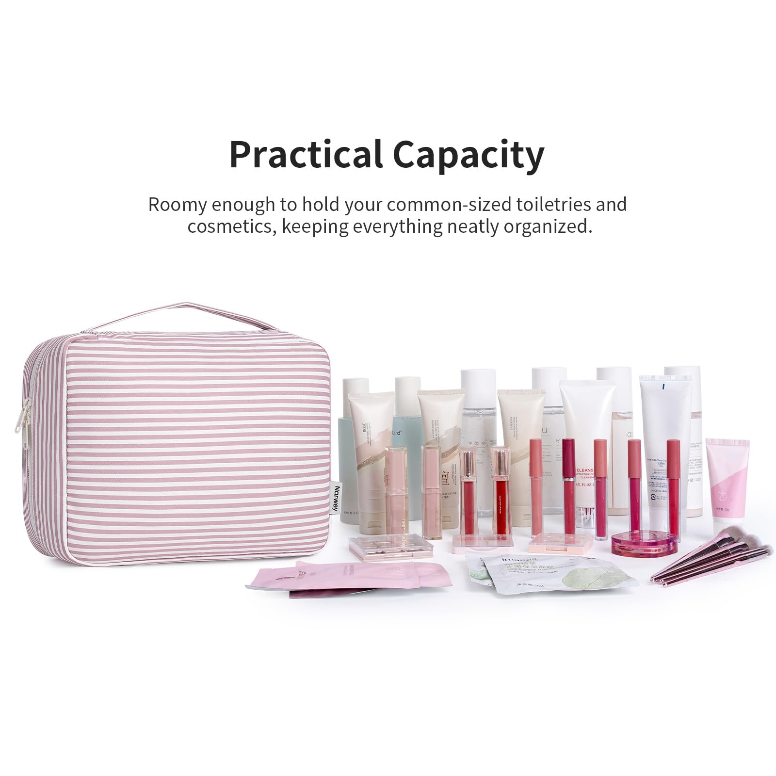 Narwey PVC wet pocket detail keeping brushes and damp items separated