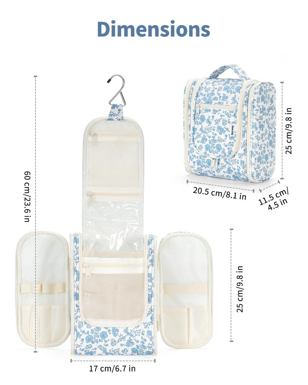 Narwey close-up water-resistant fabric protecting toiletries from spills