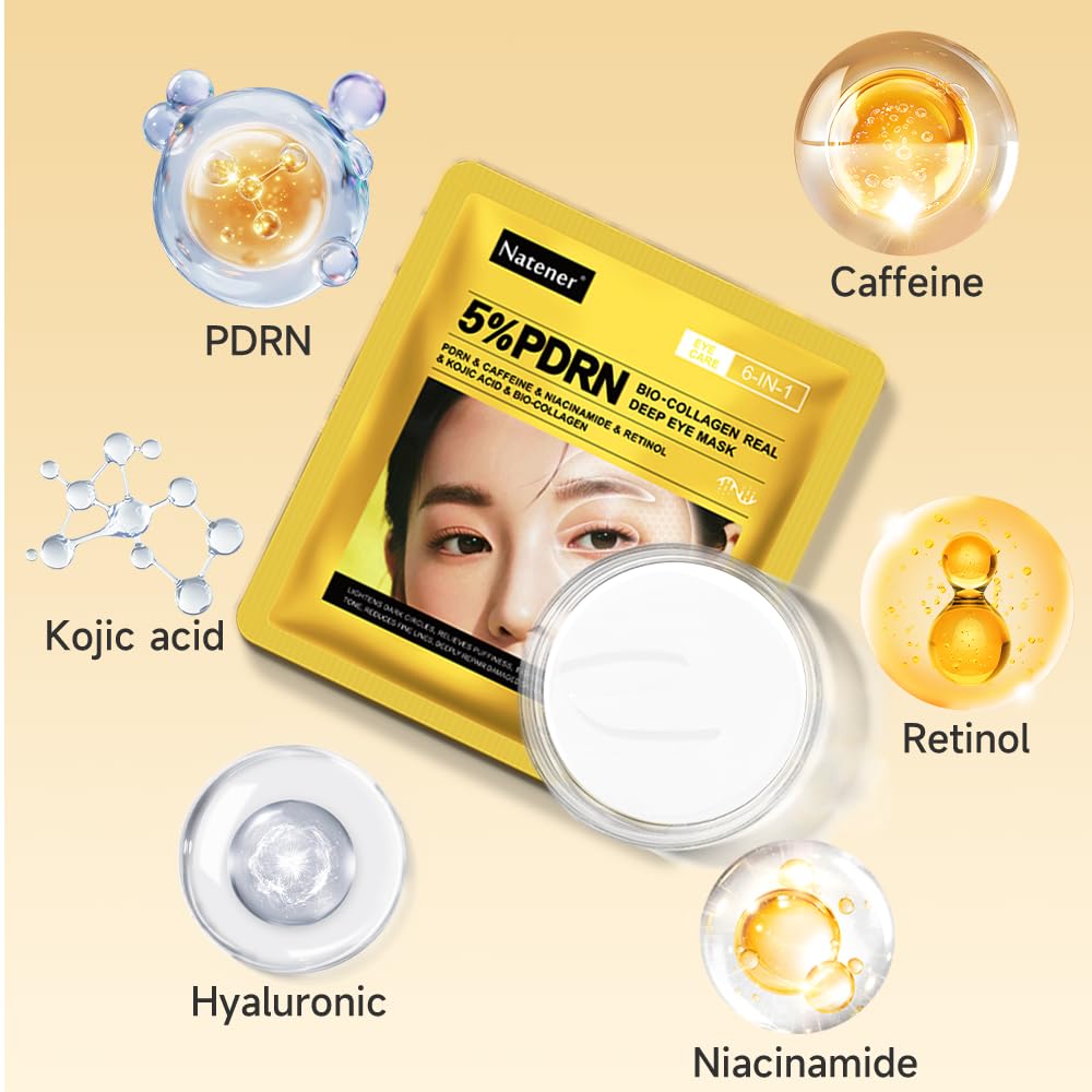 Natener patches applied on model showing full under-eye coverage benefit