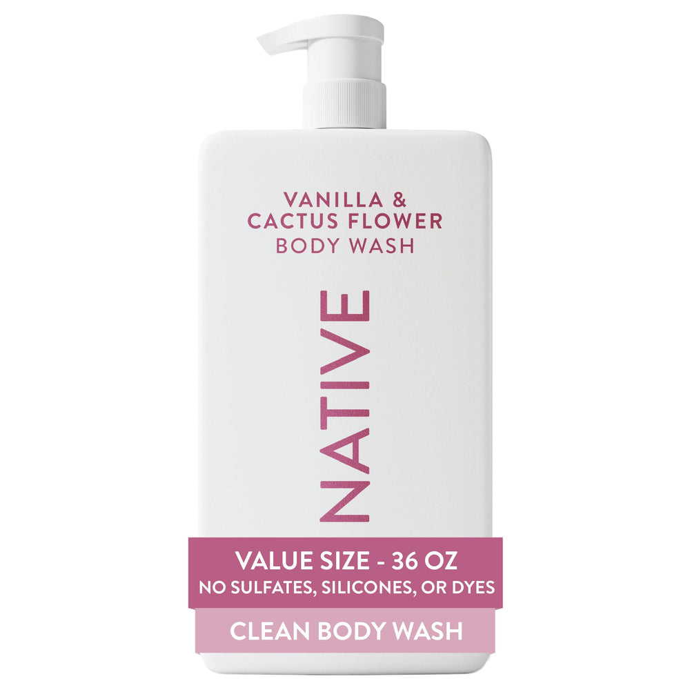 Native 36 oz front label showing scent and pump for clear product info