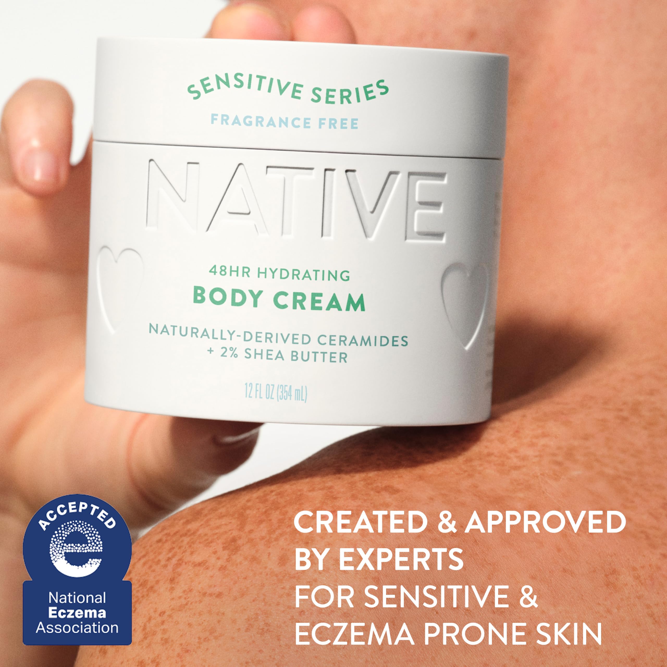 Native application on forearm showing smooth hydration and comfort