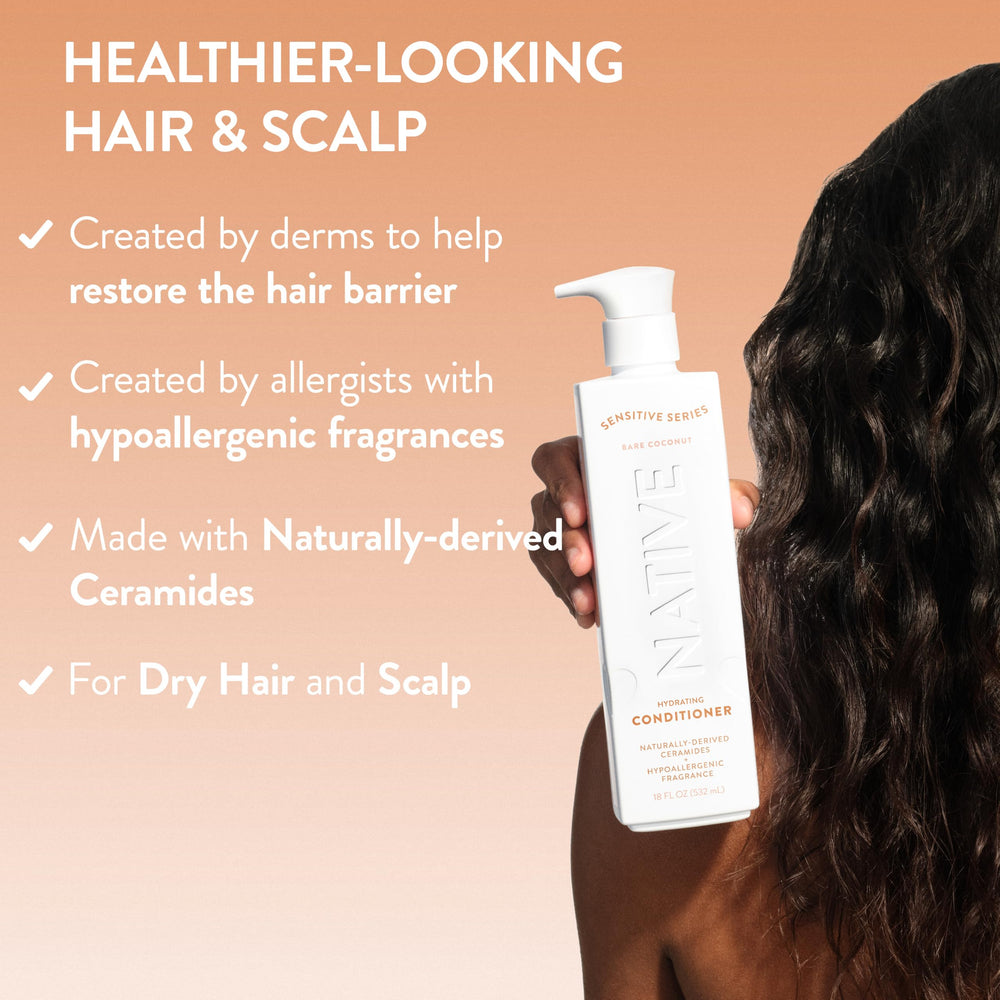 Native back label close-up listing ingredients and benefits for sensitive skin