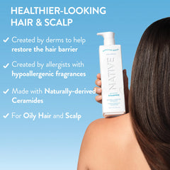 Native back label with ingredients list highlighting clean formulation benefits