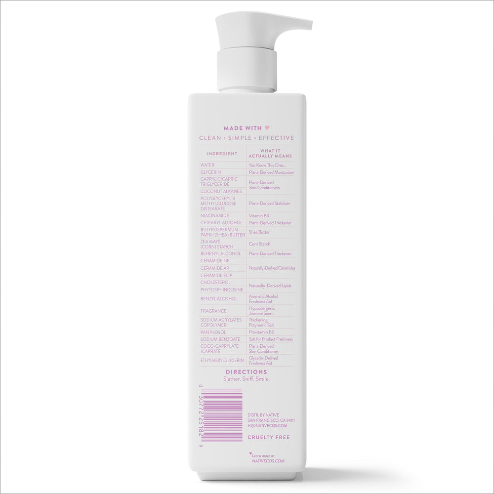 Native before and after skin visual suggesting improved softness and hydration