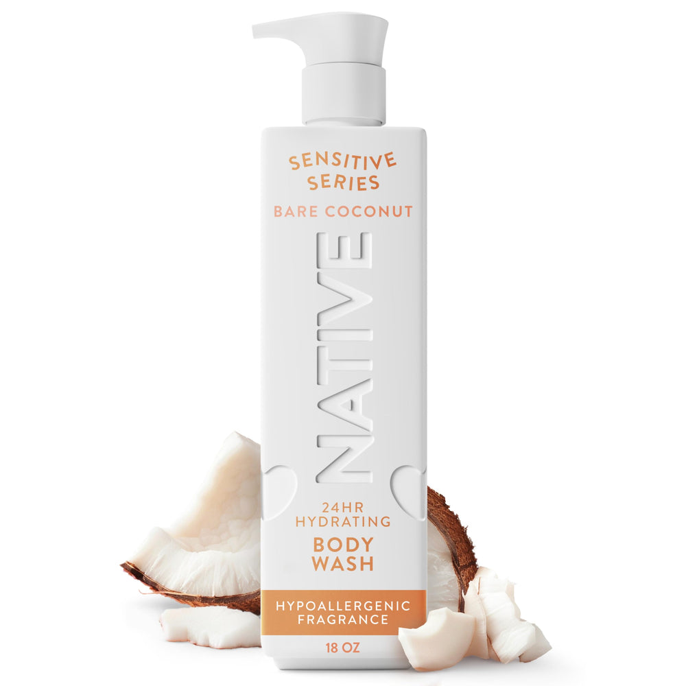 Native bottle front Bare Coconut showing clean label and gentle formula benefit