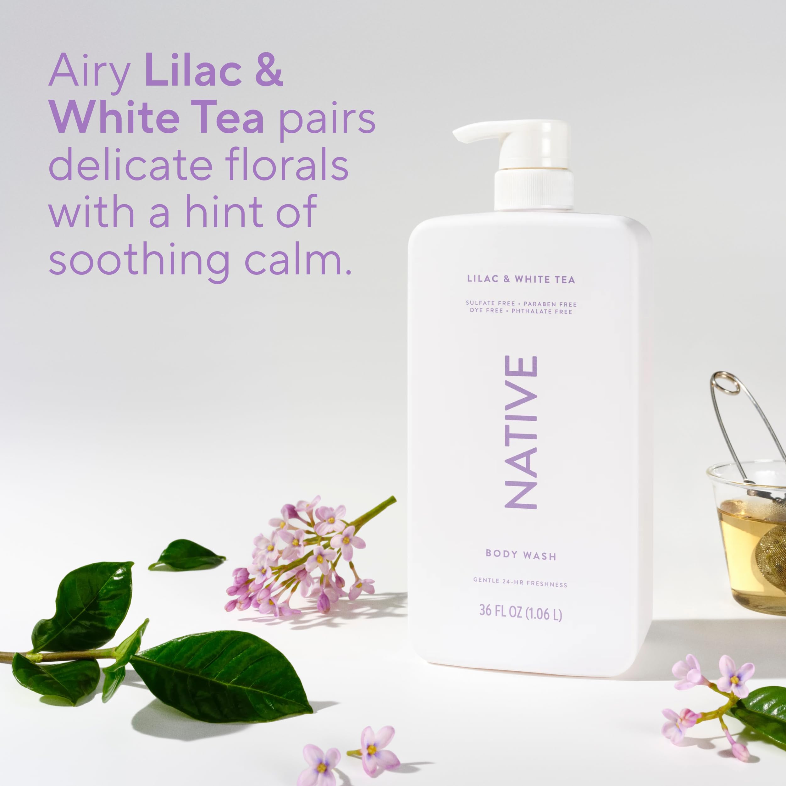 Native bottle staged in shower illustrating everyday fresh cleansing