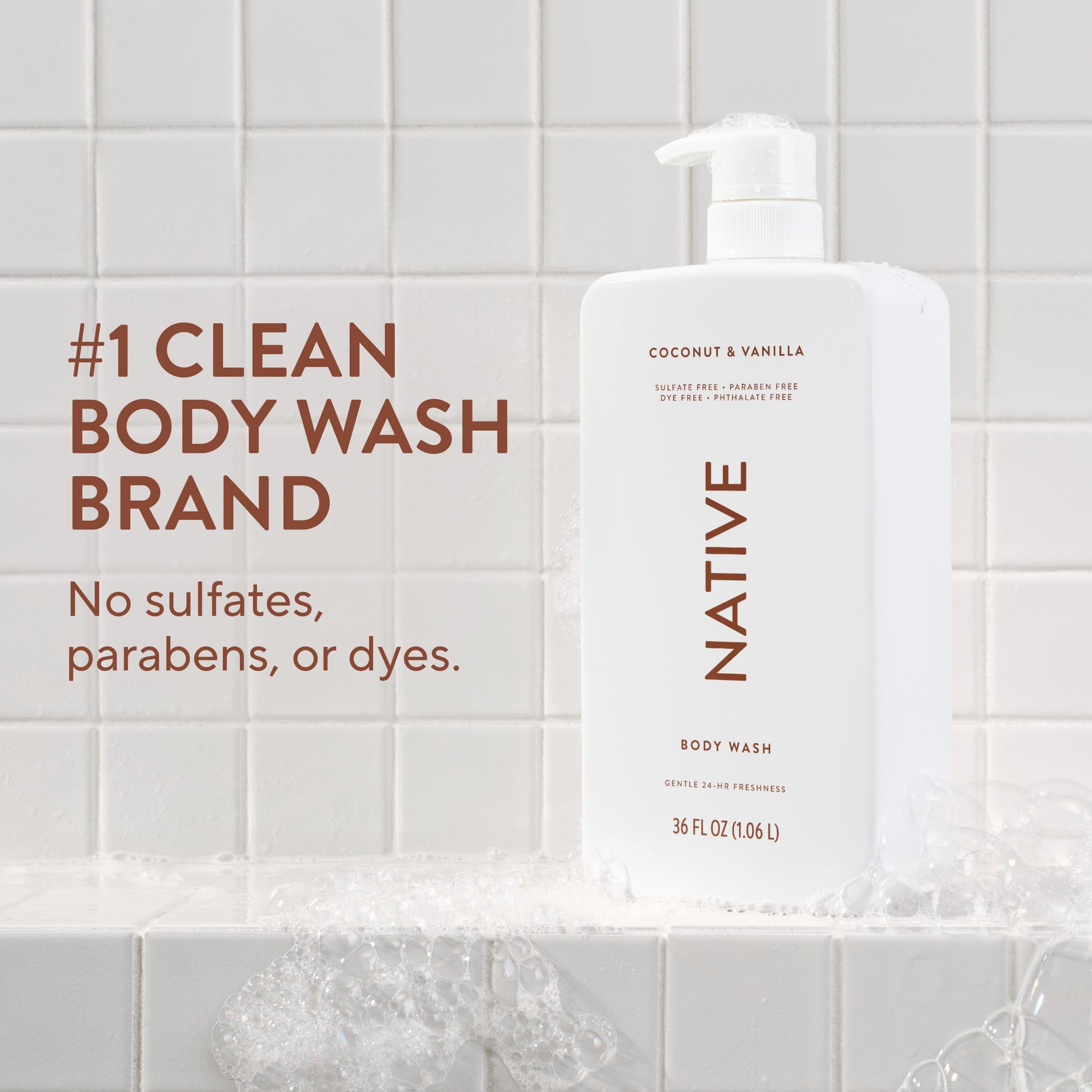 Native ingredient label close-up highlighting gentle plant-based cleansers
