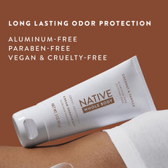 Native coconut & vanilla cream on fingers ready to apply with easy spread benefit