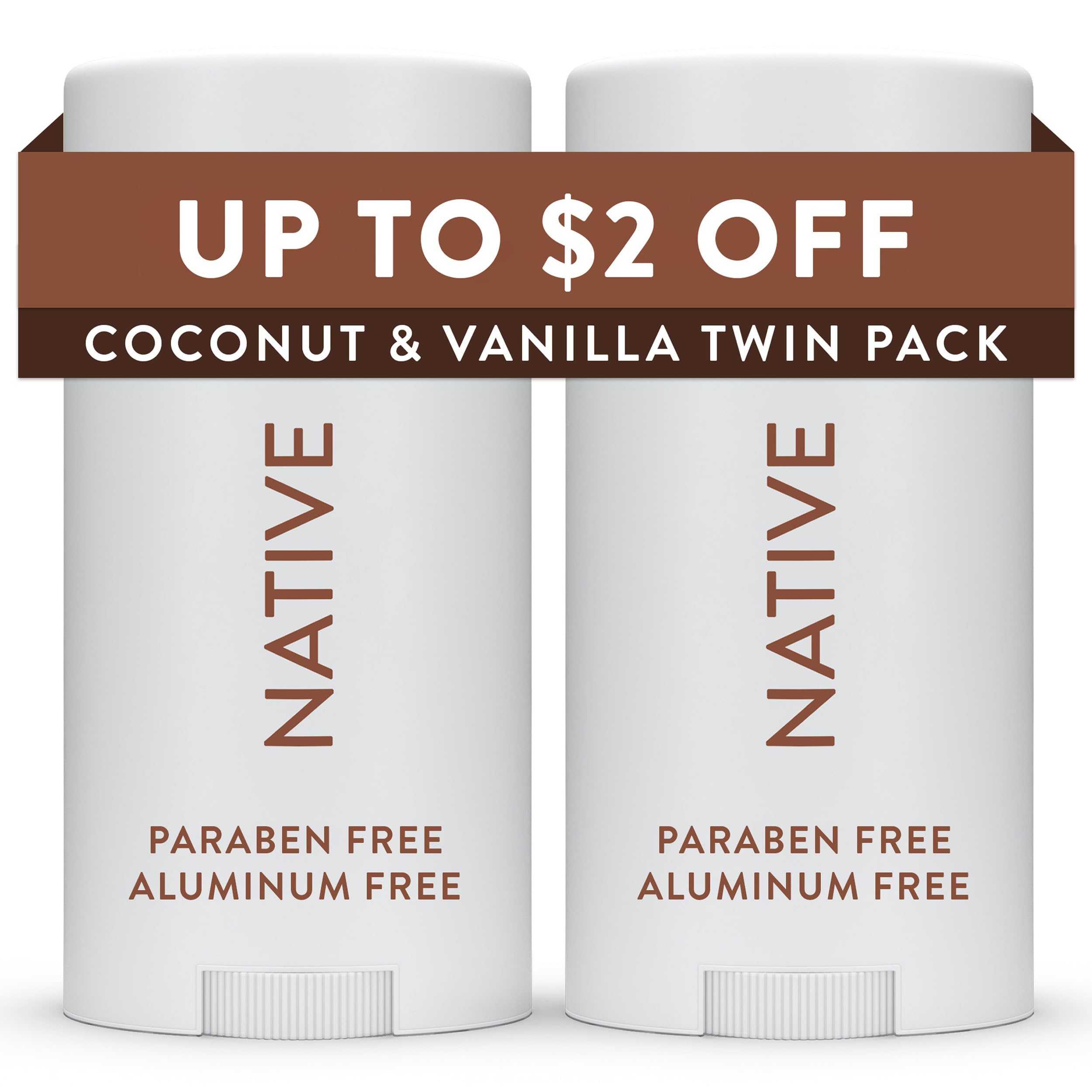 Native front packaging showing Coconut & Vanilla and long‑lasting protection