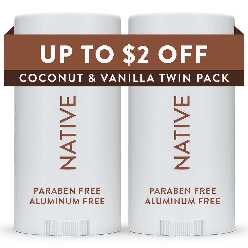 Native front packaging showing Coconut & Vanilla and long‑lasting protection