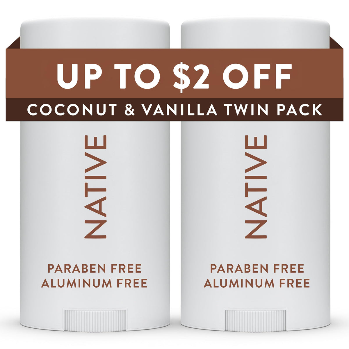 Native front packaging showing Coconut & Vanilla and long‑lasting protection