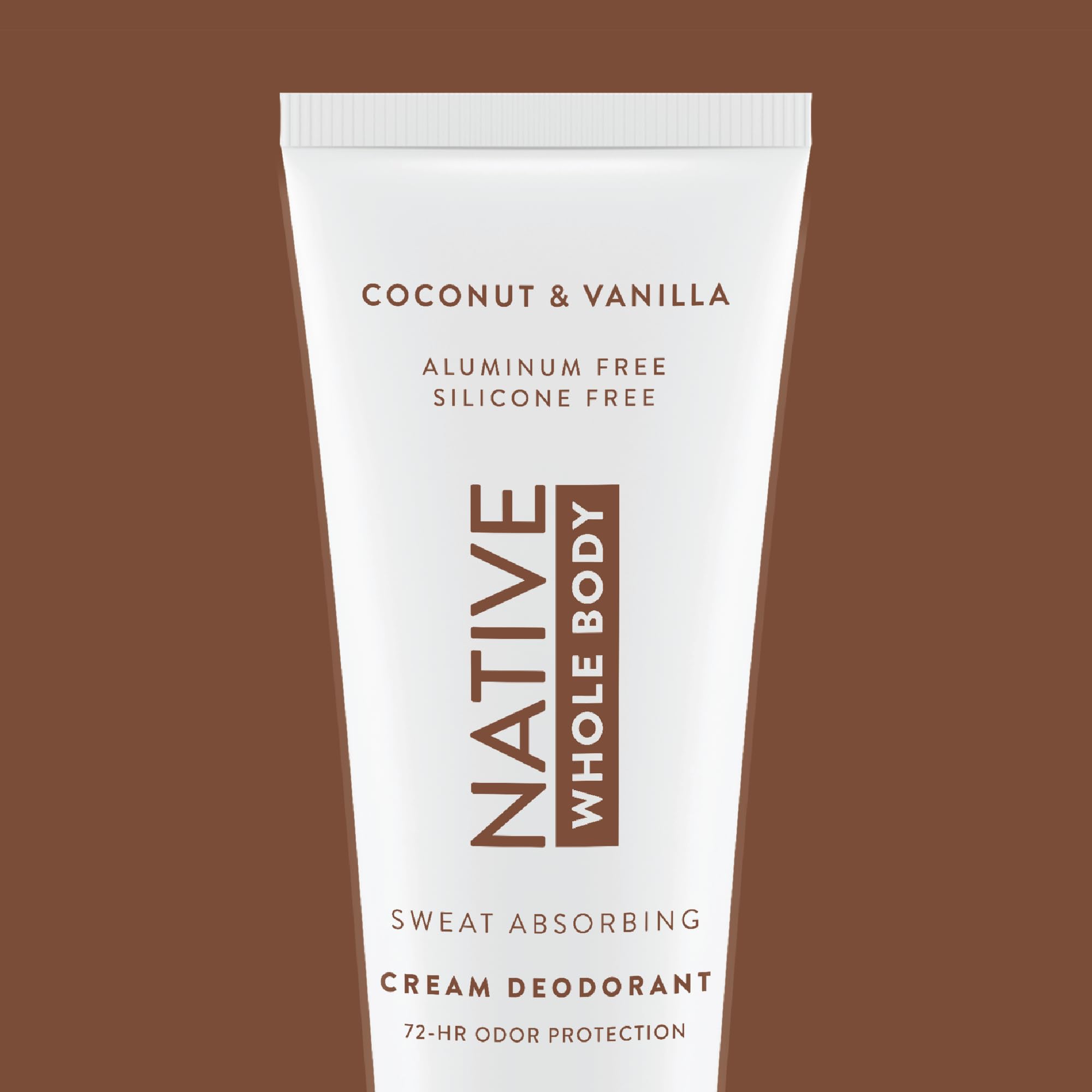 Native coconut & vanilla on a bathroom shelf in lifestyle setting for daily routine benefit