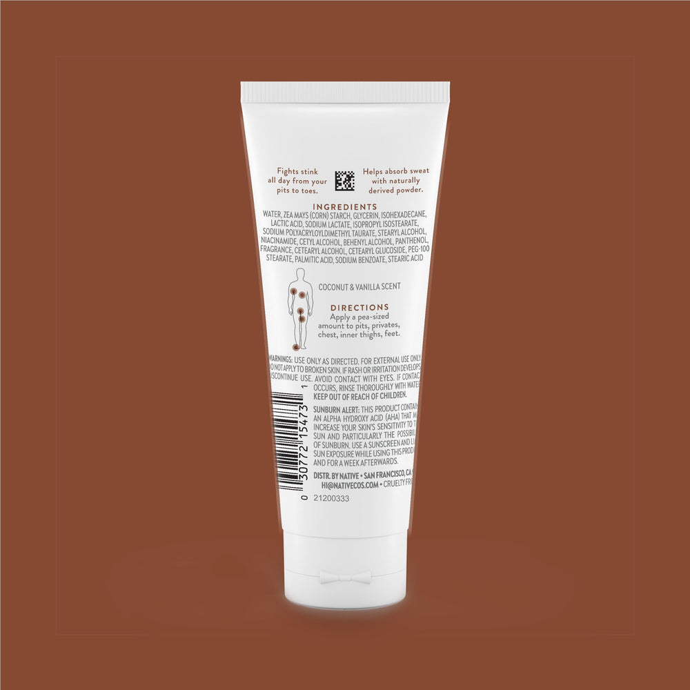 Native coconut & vanilla cream texture close-up highlighting smooth moisturizing benefit