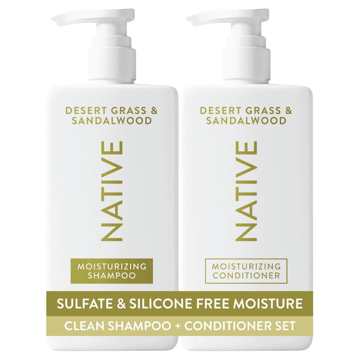 Native front packaging showing both bottles and clear product identity and benefit
