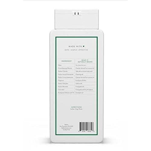 Native eucalyptus and mint bottle in shower setting conveying refreshing scent and convenience