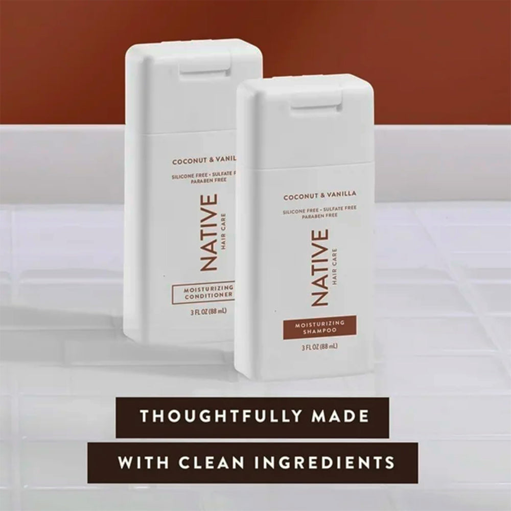 Native imagery of coconut and vanilla representing fresh scent benefit